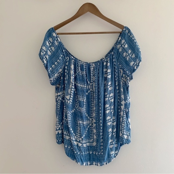 Plenty by Tracy Reese Concentric Circles Blouse 1X Off Shoulder - Picture 1 of 8